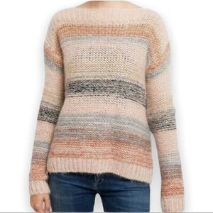 Nümph Anthropologie Wool Mohair Blend Nucharlie Knit Pullover Sweater Striped